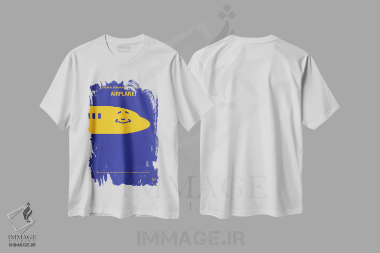 تیشرت سفید طرح دار پوستر مینیمال فیلم هواپیما!، پوستر مینیمال فیلم های کمدی اثر چانکونگ | immage.ir