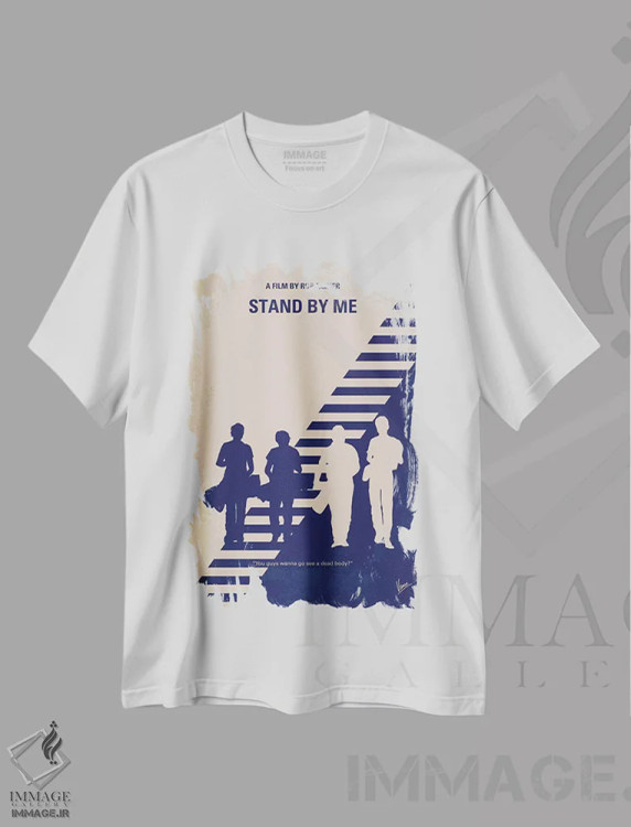 تیشرت سفید طرح دار پوستر مینیمال فیلم کنارم بمان، هنر دیجیتال اثر چانکونگ | فروشگاه ایماژ