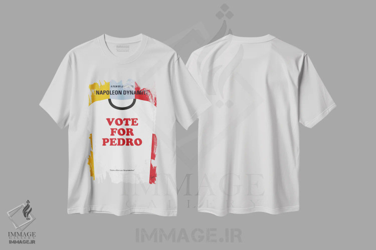 تیشرت سفید طرح دار پوستر مینیمال فیلم ناپلئون دینامیت، پوستر مینیمال فیلم های کمدی اثر چانکونگ | immage.ir