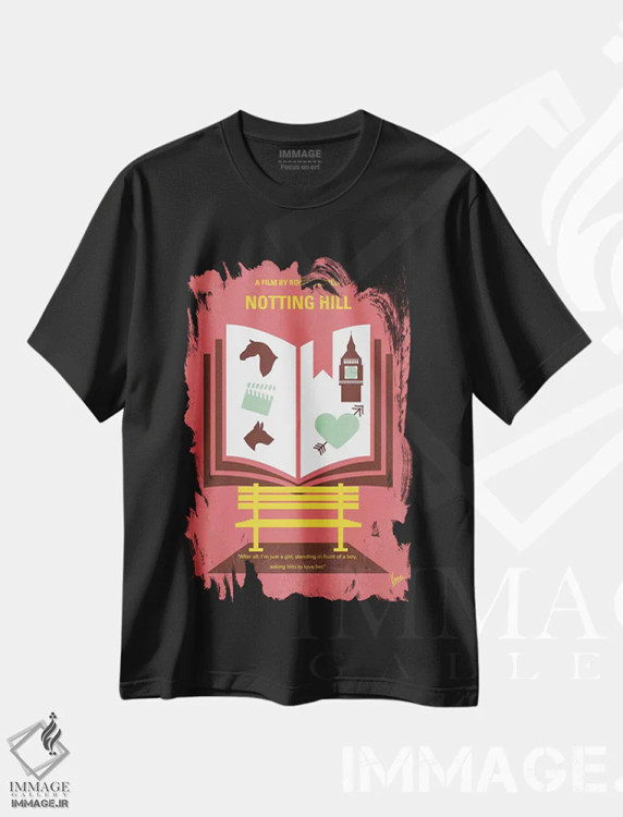 تیشرت مشکی طرح دار پوستر مینیمال فیلم ناتینگ هیل، پوستر مینیمال فیلم های کمدی اثر چانکونگ | فروشگاه ایماژ