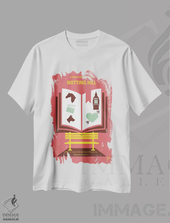 تیشرت سفید طرح دار پوستر مینیمال فیلم ناتینگ هیل، پوستر مینیمال فیلم های کمدی اثر چانکونگ | immage.ir