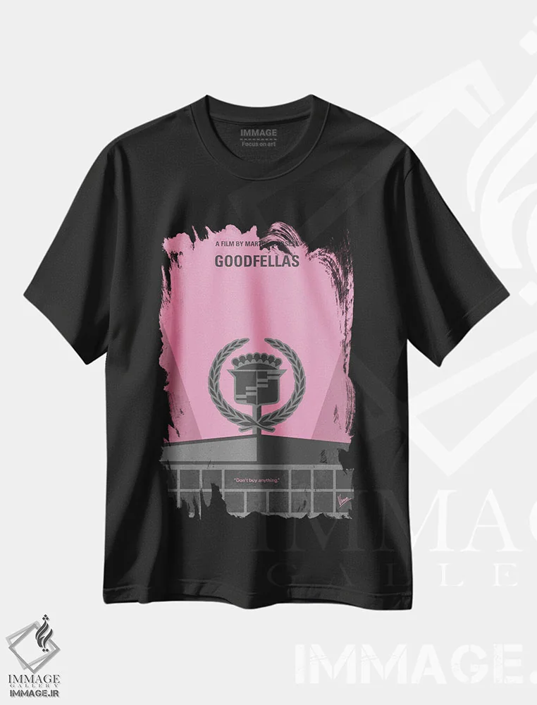 تیشرت مشکی طرح دار پوستر مینیمال فیلم رفقای خوب، پوستر مینیمال فیلم های جنایی اثر چانکونگ | immage.ir