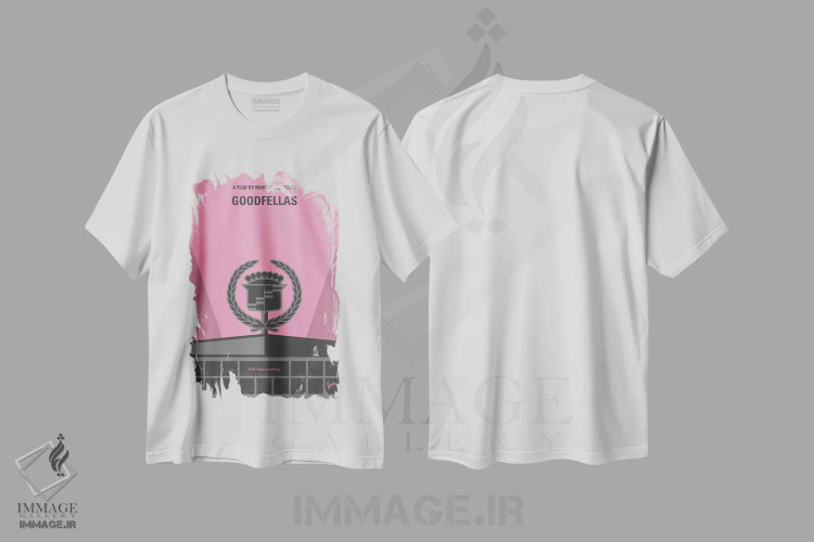 تیشرت سفید طرح دار پوستر مینیمال فیلم رفقای خوب، پوستر مینیمال فیلم های جنایی اثر چانکونگ | فروشگاه ایماژ