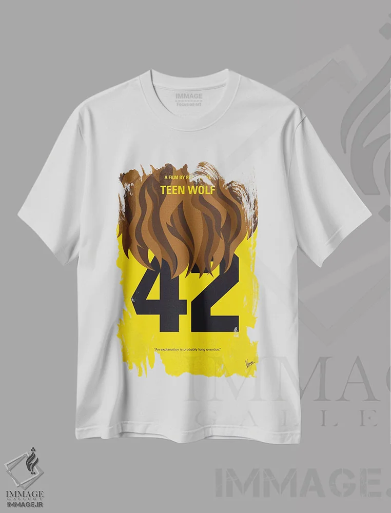 تیشرت سفید طرح دار پوستر مینیمال فیلم گرگ نوجوان، پوستر مینیمال فیلم های کمدی اثر چانکونگ | immage.ir