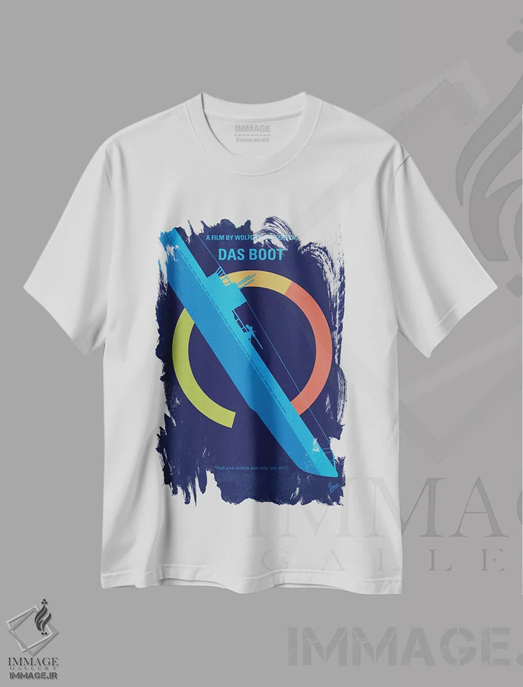 تیشرت سفید طرح دار پوستر مینیمال فیلم داس بوت، هنر دیجیتال اثر چانکونگ | immage.ir