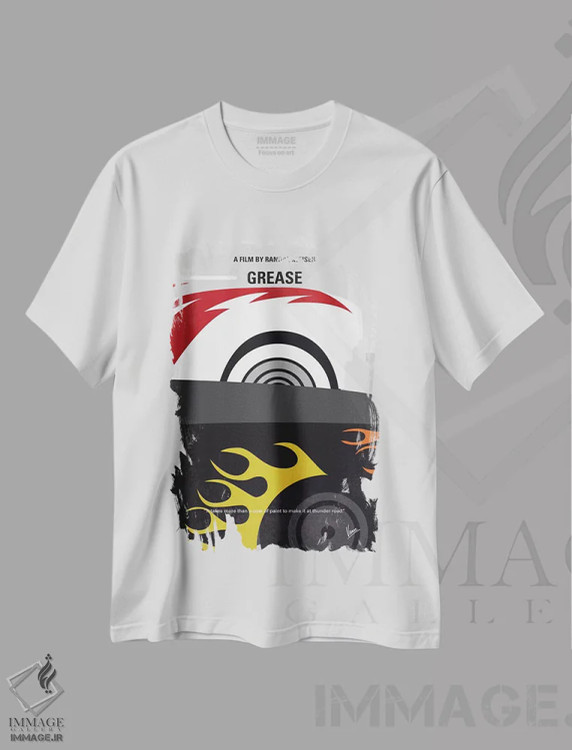تیشرت سفید طرح دار پوستر مینیمال فیلم گریس، پوستر مینیمال فیلم های کمدی اثر چانکونگ | فروشگاه ایماژ