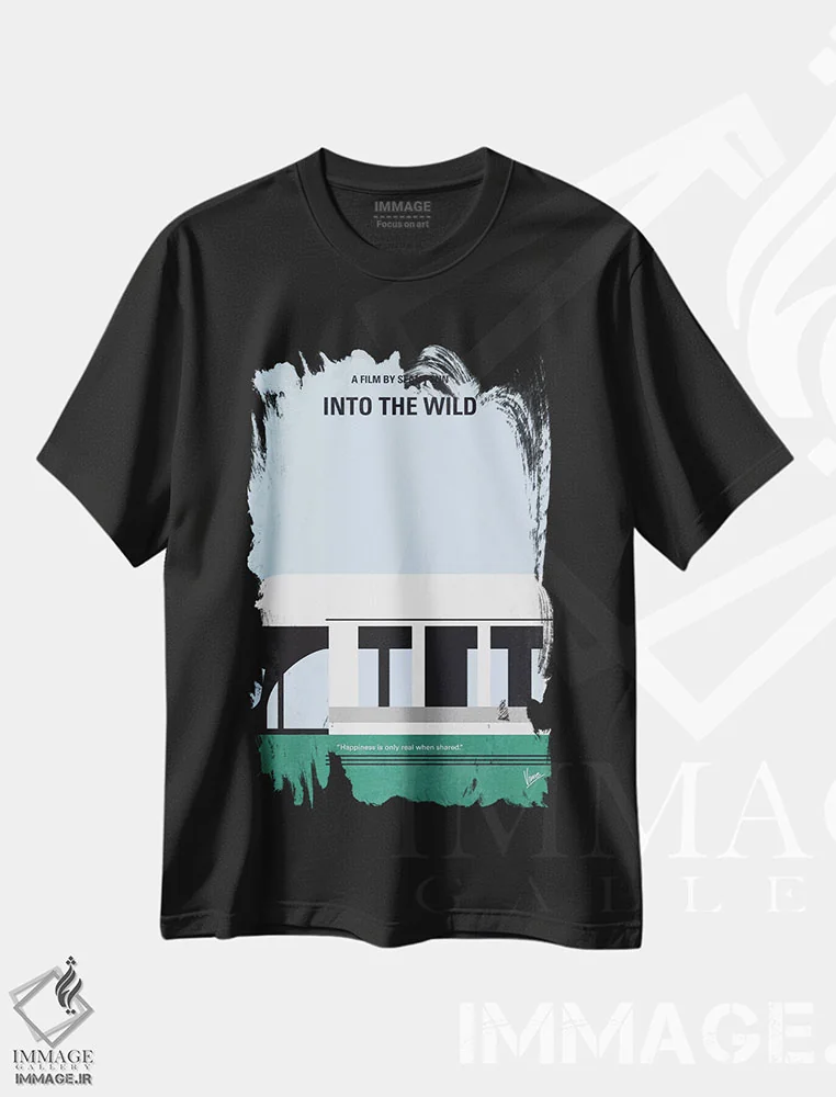 تیشرت مشکی طرح دار پوستر مینیمال فیلم به سوی طبیعت وحشی، هنر دیجیتال اثر چانکونگ | فروشگاه ایماژ