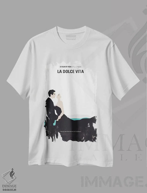 تیشرت سفید طرح دار پوستر مینیمال فیلم زندگی شیرین، پوستر مینیمال فیلم های کمدی اثر چانکونگ | immage.ir