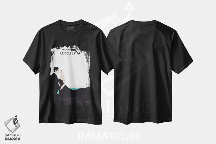 تیشرت مشکی طرح دار پوستر مینیمال فیلم زندگی شیرین، پوستر مینیمال فیلم های کمدی اثر چانکونگ | فروشگاه ایماژ