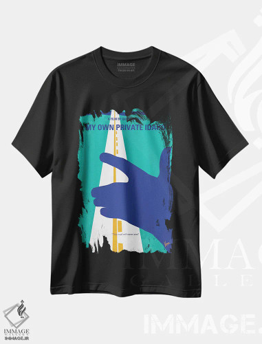 تیشرت مشکی طرح دار پوستر مینیمال فیلم آیداهوی خصوصی من، هنر دیجیتال اثر چانکونگ | فروشگاه ایماژ