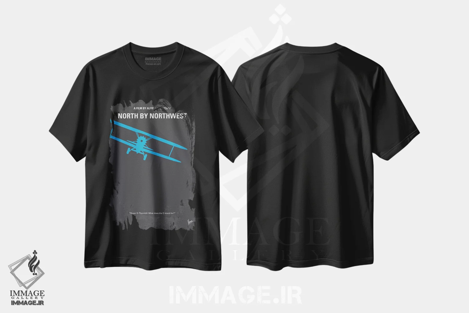 تیشرت مشکی طرح دار پوستر مینیمال فیلم شمال از شمال غربی، هنر دیجیتال اثر چانکونگ | فروشگاه ایماژ