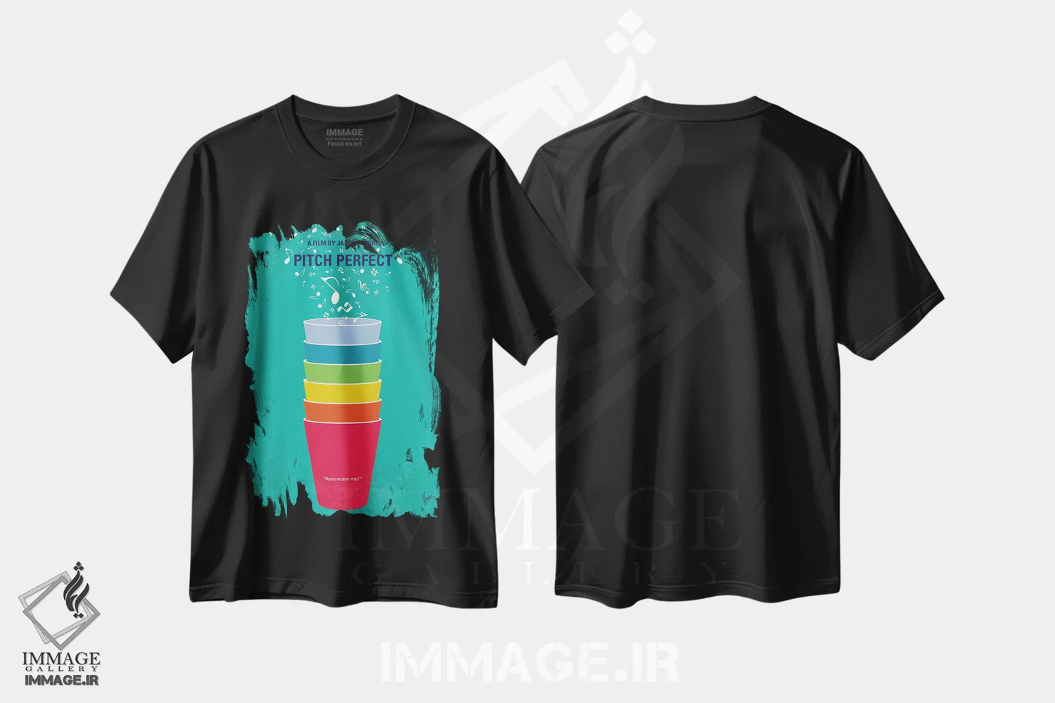 تیشرت مشکی طرح دار پوستر مینیمال فیلم پیچ پرفکت، هنر دیجیتال اثر چانکونگ | فروشگاه ایماژ