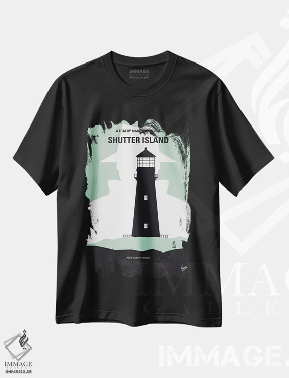تیشرت مشکی طرح دار پوستر مینیمال فیلم جزیره شاتر، هنر دیجیتال اثر چانکونگ | immage.ir