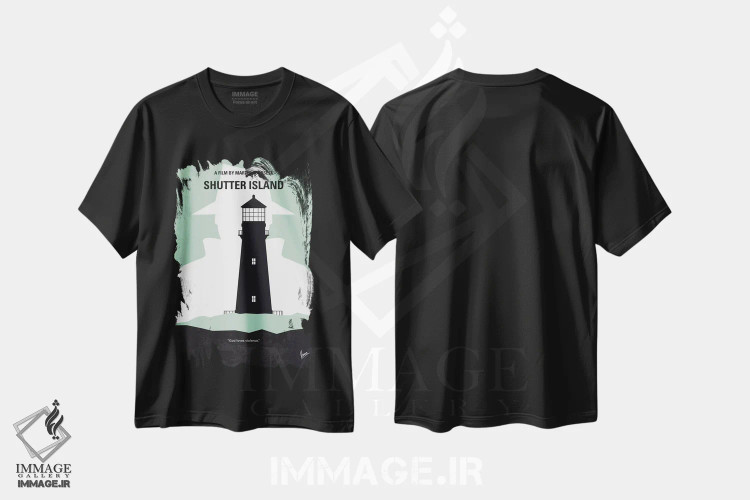 تیشرت مشکی طرح دار پوستر مینیمال فیلم جزیره شاتر، هنر دیجیتال اثر چانکونگ | immage.ir