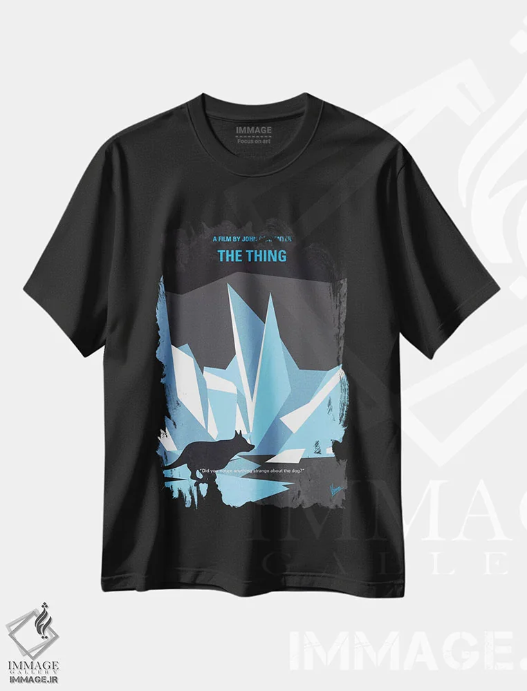 تیشرت مشکی طرح دار پوستر مینیمال فیلم موجود، هنر دیجیتال اثر چانکونگ | immage.ir