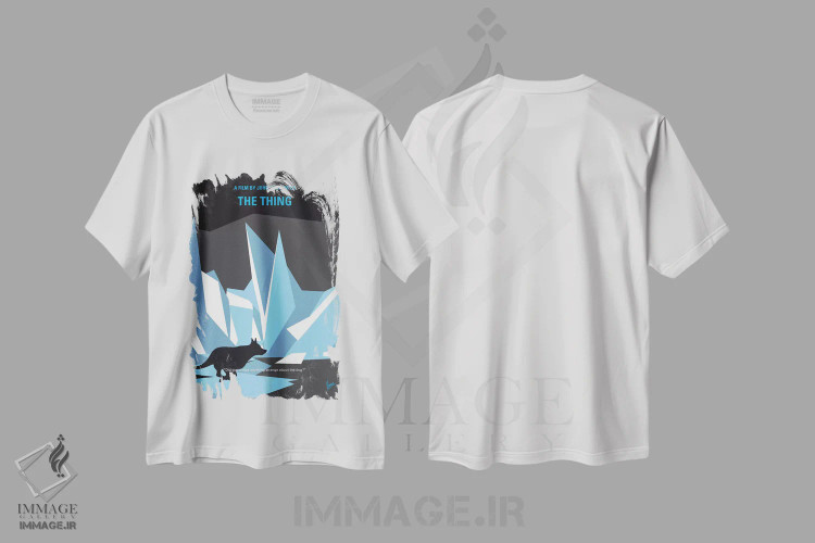 تیشرت سفید طرح دار پوستر مینیمال فیلم موجود، هنر دیجیتال اثر چانکونگ | فروشگاه ایماژ