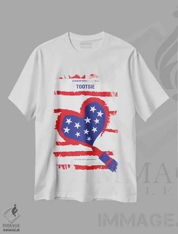 تیشرت سفید طرح دار پوستر مینیمال فیلم توتسی، پوستر مینیمال فیلم های کمدی اثر چانکونگ | immage.ir