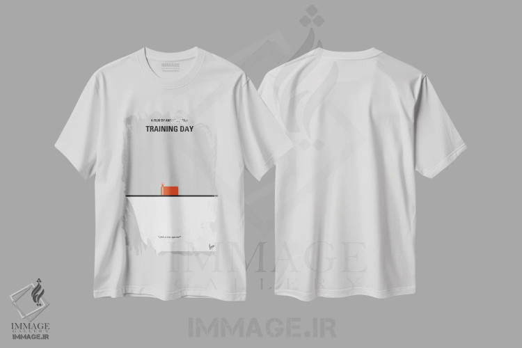 تیشرت سفید طرح دار پوستر مینیمال فیلم روز آموزش، هنر دیجیتال اثر چانکونگ | فروشگاه ایماژ