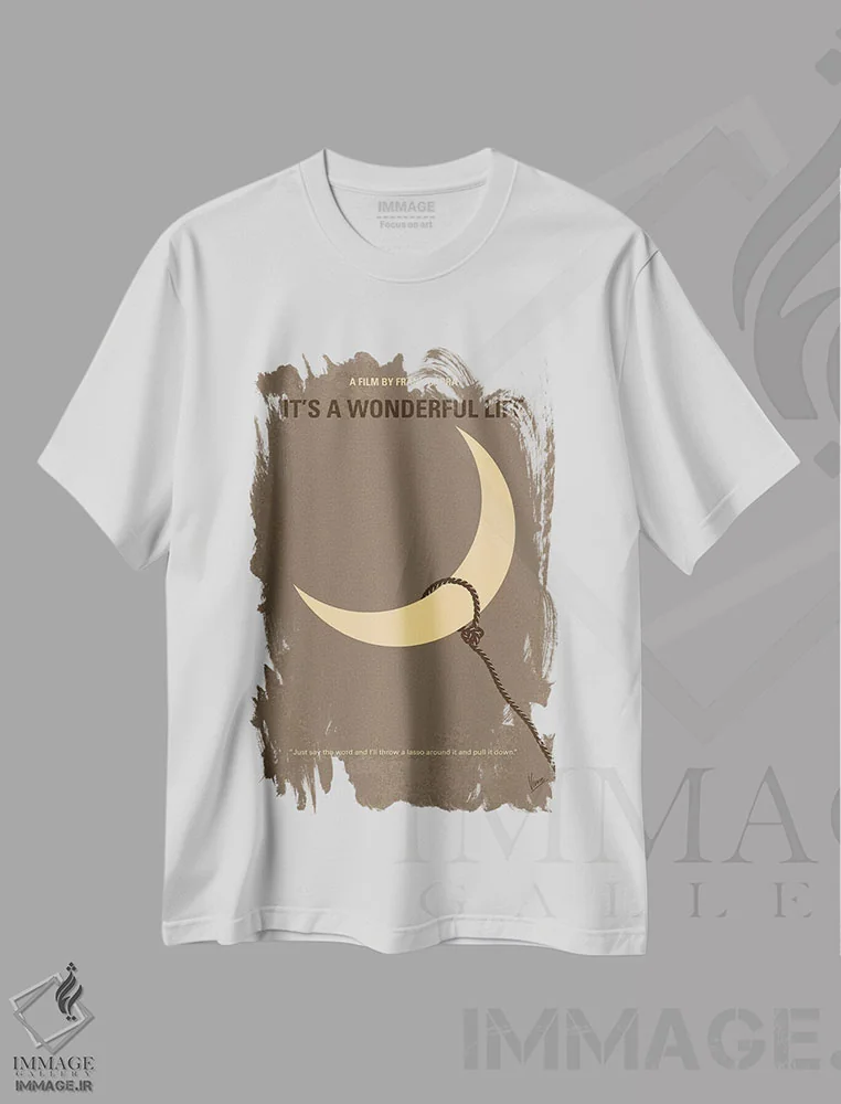 تیشرت سفید طرح دار پوستر مینیمال فیلم زندگی شگفت انگیز است، هنر دیجیتال اثر چانکونگ | immage.ir