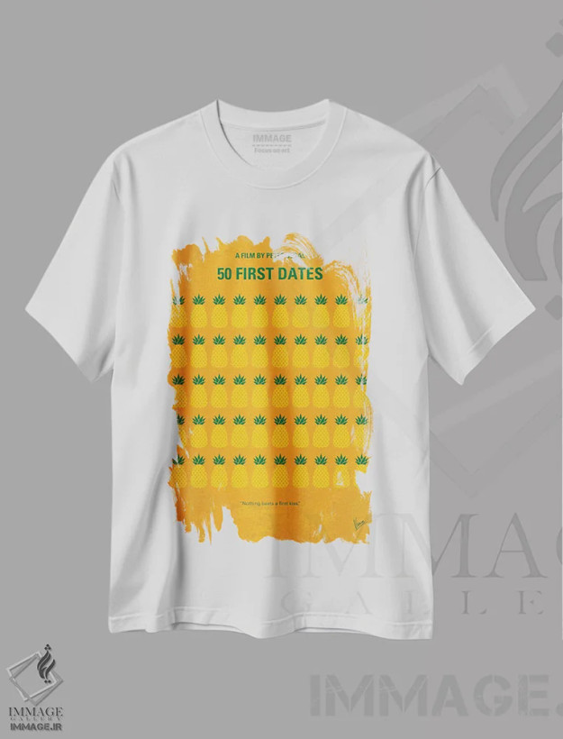 تیشرت سفید طرح دار فیلم ۵۰ قرار اول، پوستر مینیمال فیلم های کمدی اثر چانکونگ | فروشگاه ایماژ