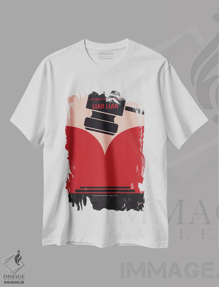 تیشرت سفید طرح دار پوستر مینیمال فیلم دروغگو دروغگو اثر چانکونگ | فروشگاه ایماژ