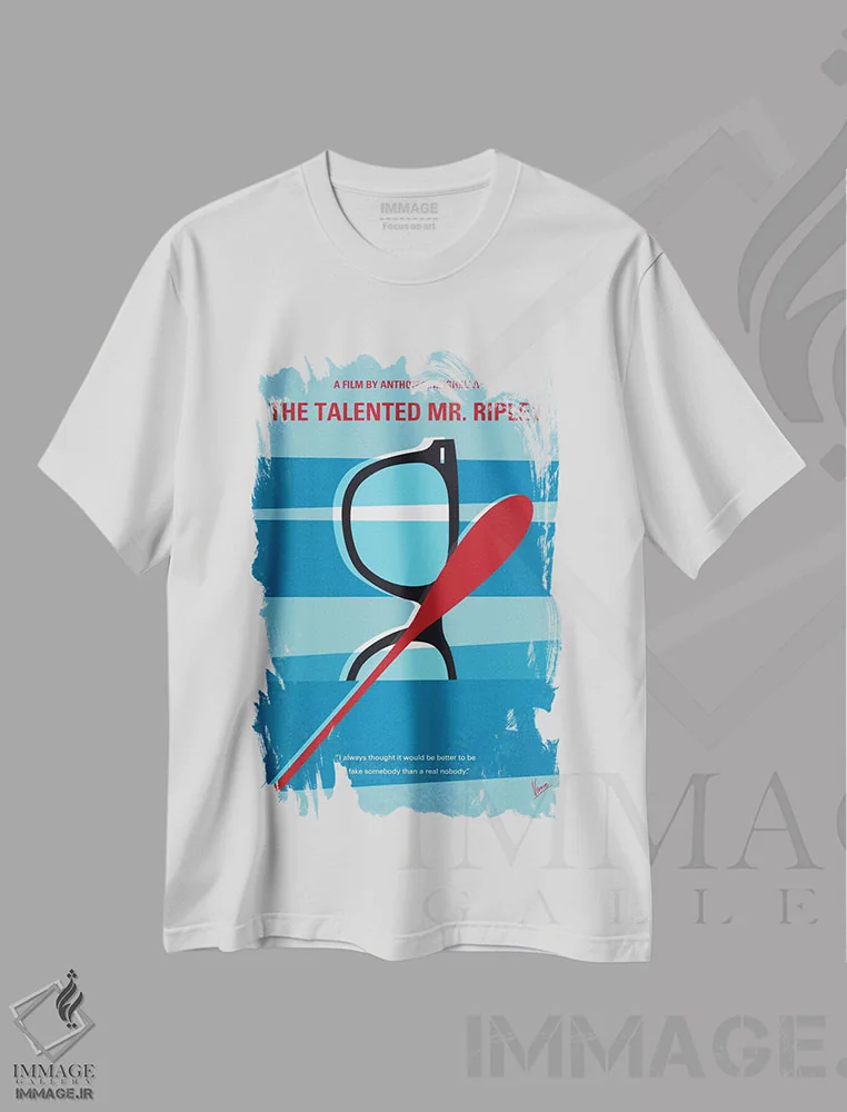 تیشرت سفید طرح دار پوستر مینیمال فیلم آقای ریپلی بااستعداد، هنر دیجیتال اثر چانکونگ | فروشگاه ایماژ