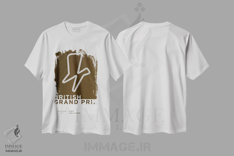 تیشرت سفید طرح دار ۱۹۴۸ گراند پری بریتانیا، هنر دیجیتال اثر چانکونگ | فروشگاه ایماژ