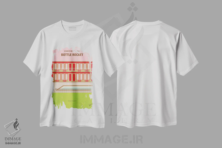 تیشرت سفید طرح دار پوستر مینیمال فیلم بطری موشکی، پوستر مینیمال فیلم های کمدی اثر چانکونگ | فروشگاه ایماژ