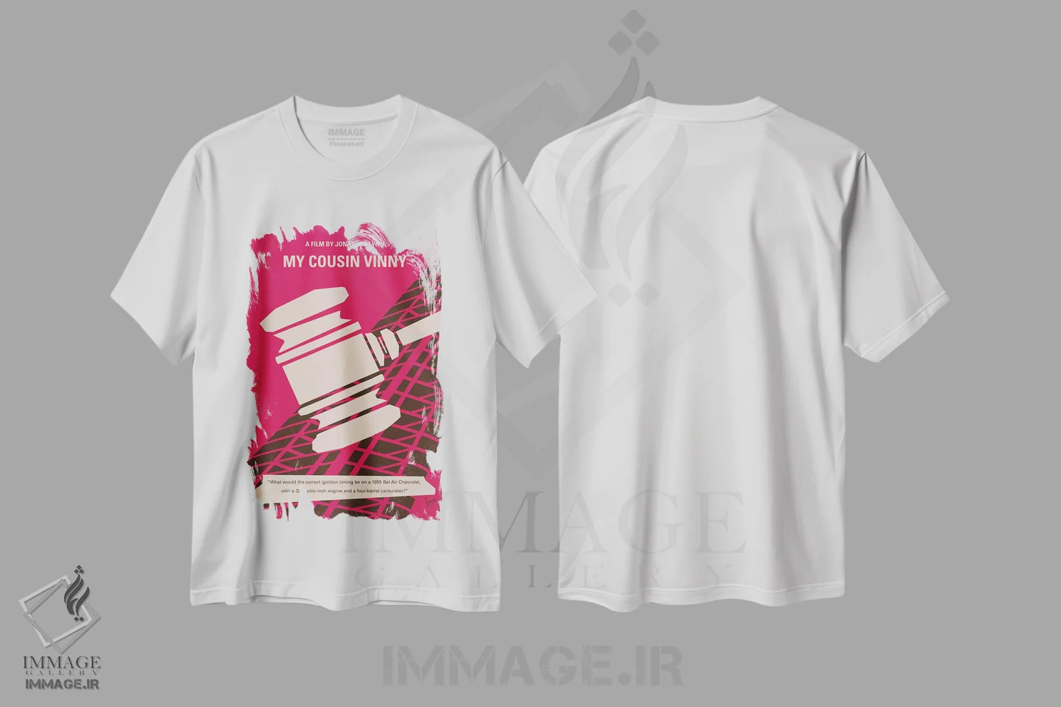 تیشرت سفید طرح دار پوستر مینیمال فیلم وینی پسرعمویم، پوستر مینیمال فیلم های کمدی اثر چانکونگ | immage.ir