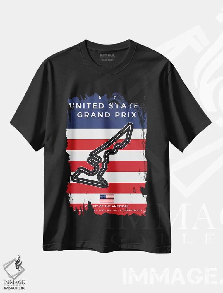 تیشرت مشکی طرح دار پوستر مینیمال پیست آستین، هنر دیجیتال اثر چانکونگ | immage.ir