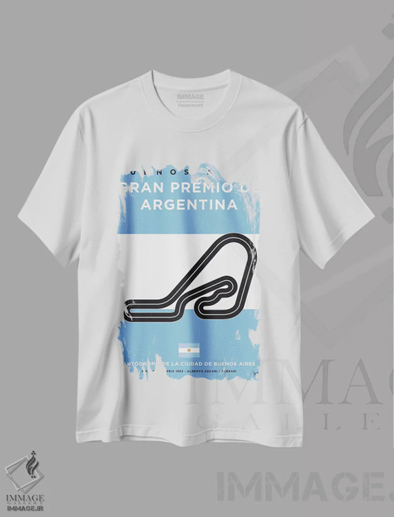 تیشرت سفید طرح دار پوستر مینیمال پیست بوئنوس آیرس، هنر دیجیتال اثر چانکونگ | فروشگاه ایماژ