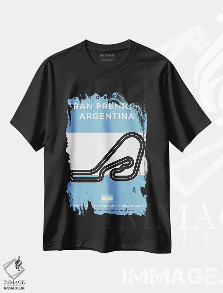 تیشرت مشکی طرح دار پوستر مینیمال پیست بوئنوس آیرس، هنر دیجیتال اثر چانکونگ | immage.ir