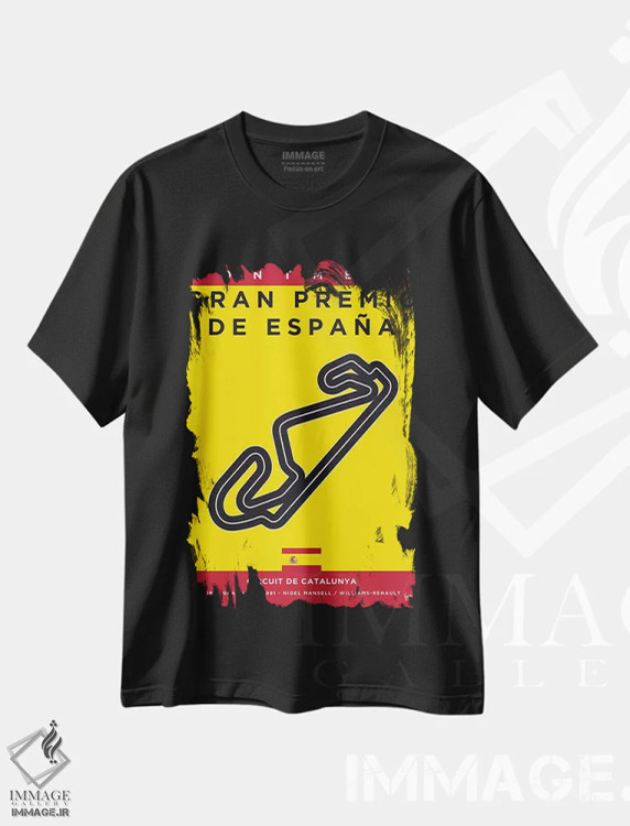 تیشرت مشکی طرح دار پوستر مینیمال پیست کاتالونیا، هنر دیجیتال اثر چانکونگ | immage.ir