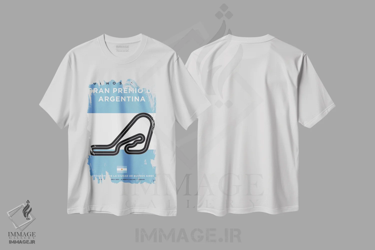 تیشرت سفید طرح دار پوستر مینیمال پیست بوئنوس آیرس، هنر دیجیتال اثر چانکونگ | فروشگاه ایماژ