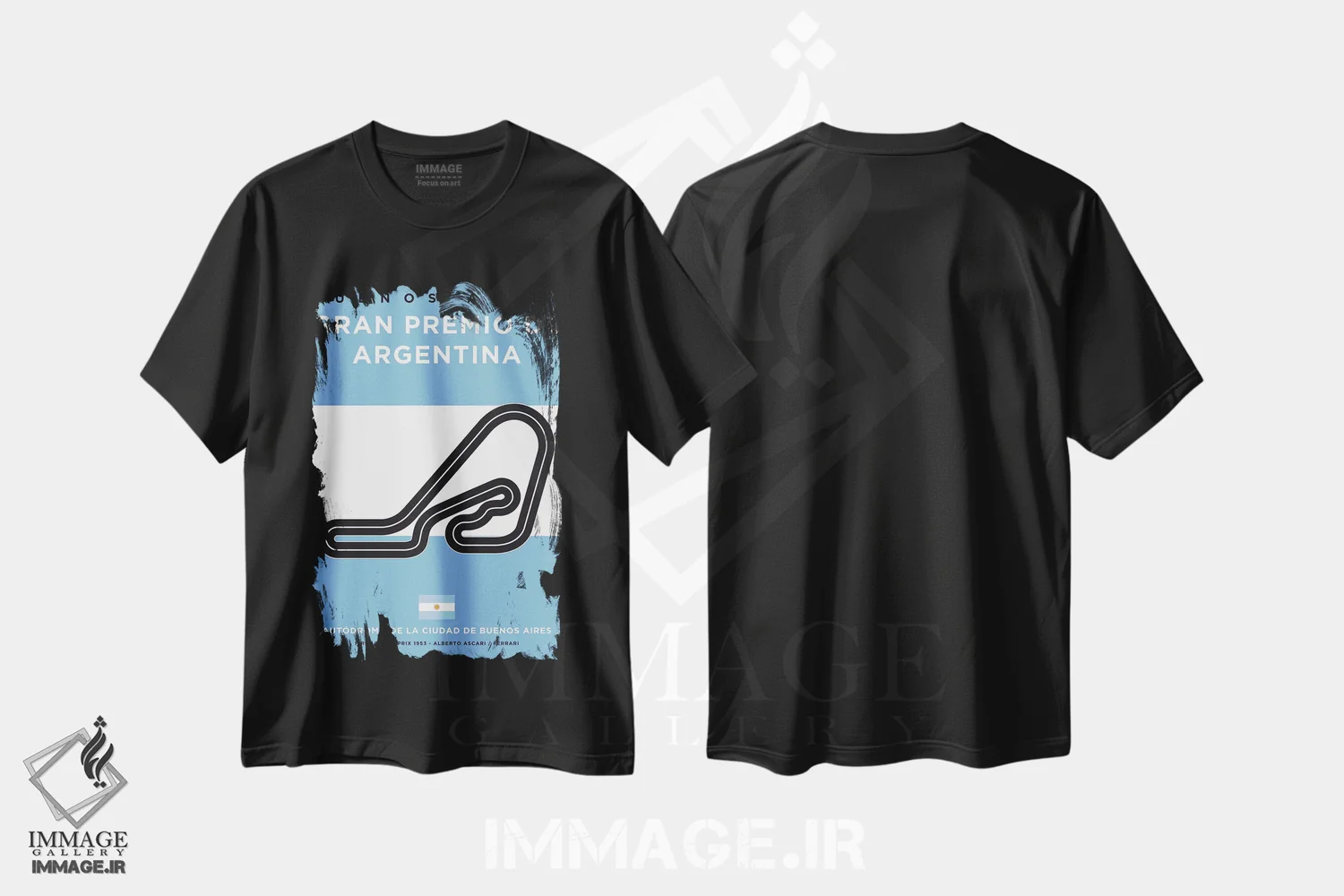 تیشرت مشکی طرح دار پوستر مینیمال پیست بوئنوس آیرس، هنر دیجیتال اثر چانکونگ | immage.ir