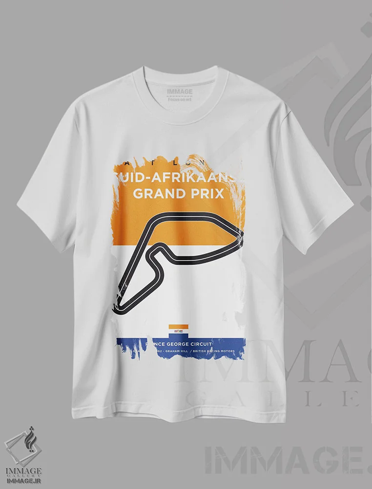 تیشرت سفید طرح دار پوستر مینیمال پیست ایست لندن، هنر دیجیتال اثر چانکونگ | immage.ir