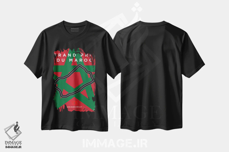 تیشرت مشکی طرح دار پوستر مینیمال پیست کازابلانکا، هنر دیجیتال اثر چانکونگ | فروشگاه ایماژ