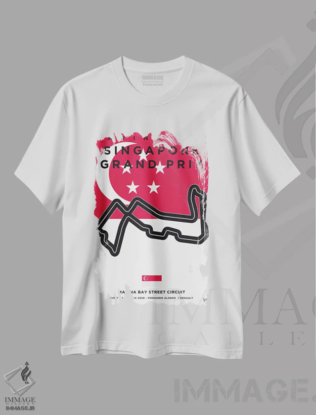 تیشرت سفید طرح دار پوستر مینیمال پیست مارینا بی، هنر دیجیتال اثر چانکونگ | فروشگاه ایماژ