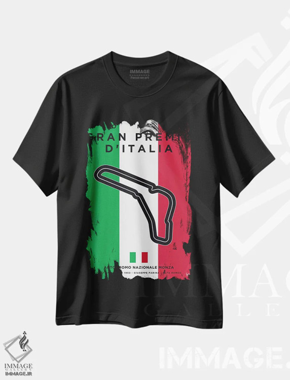 تیشرت مشکی طرح دار پوستر مینیمال پیست مونزا، هنر دیجیتال اثر چانکونگ | immage.ir