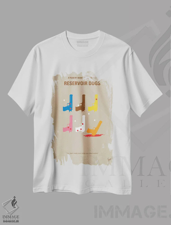 تیشرت سفید طرح دار پوستر مینیمال فیلم سگ های انباری، هنر دیجیتال اثر چانکونگ | immage.ir