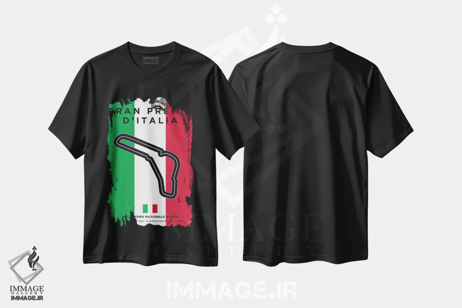 تیشرت مشکی طرح دار پوستر مینیمال پیست مونزا، هنر دیجیتال اثر چانکونگ | immage.ir