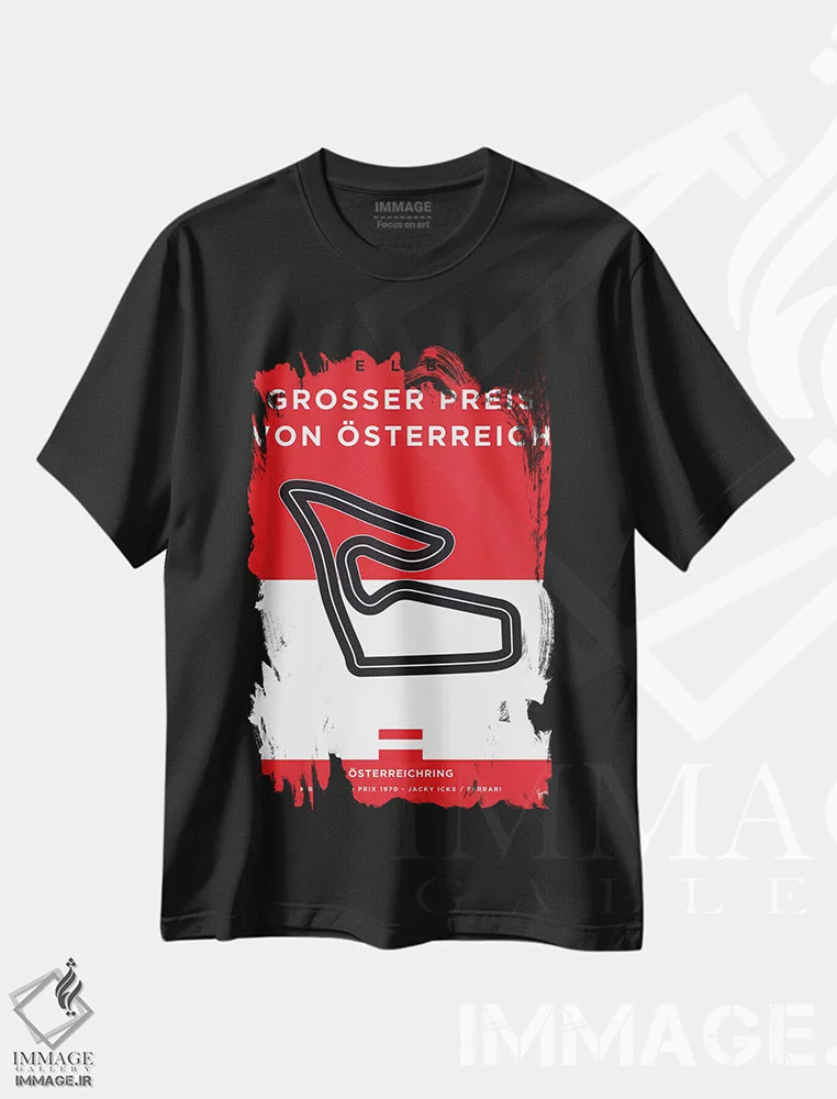 تیشرت مشکی طرح دار پوستر مینیمال پیست استریش رینگ، هنر دیجیتال اثر چانکونگ | immage.ir