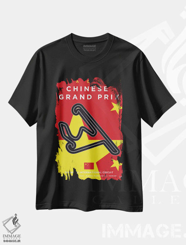 تیشرت مشکی طرح دار پوستر مینیمال پیست شانگهای، هنر دیجیتال اثر چانکونگ | فروشگاه ایماژ