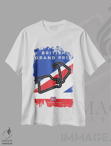 تیشرت سفید طرح دار پوستر مینیمال پیست سیلوراستون، هنر دیجیتال اثر چانکونگ | فروشگاه ایماژ