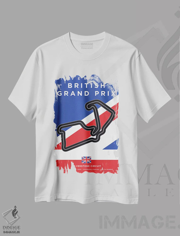 تیشرت سفید طرح دار پوستر مینیمال پیست سیلوراستون، هنر دیجیتال اثر چانکونگ | فروشگاه ایماژ