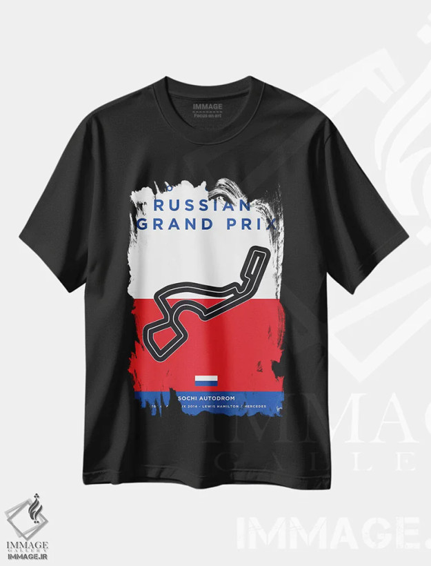 تیشرت مشکی طرح دار پوستر مینیمال پیست سوچی، هنر دیجیتال اثر چانکونگ | فروشگاه ایماژ