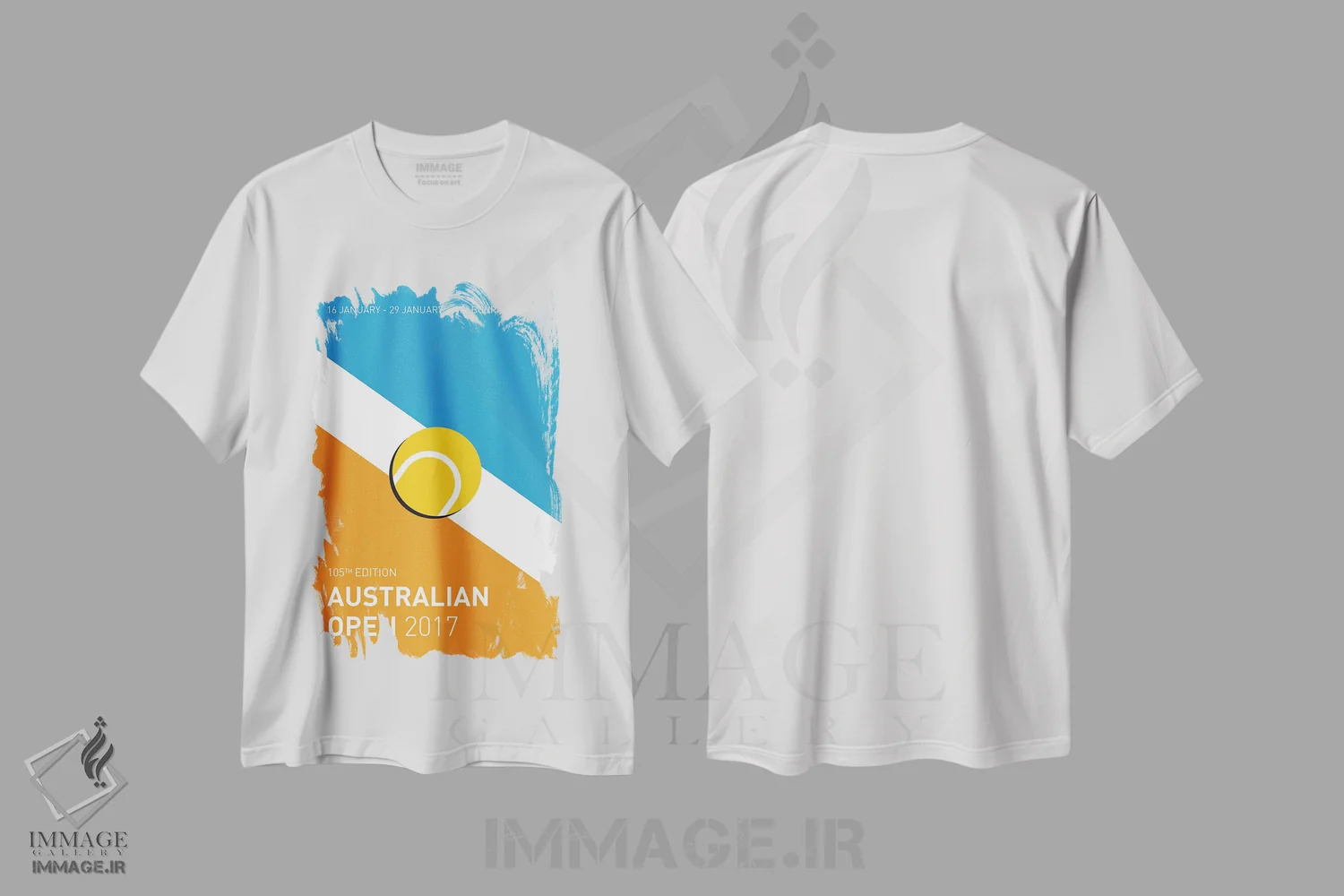تیشرت سفید طرح دار پوستر مینیمال گرند اسلم اوپن استرالیا ۲۰۱۷، هنر دیجیتال اثر چانکونگ | immage.ir
