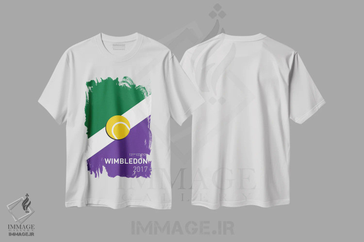 تیشرت سفید طرح دار پوستر مینیمال ویمبلدون اوپن ۲۰۱۷، هنر دیجیتال اثر چانکونگ | فروشگاه ایماژ