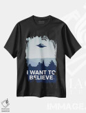 تیشرت مشکی طرح دار پوستر مینیمال ایکس-فایلز؛ می خواهم باور کنم، هنر دیجیتال اثر چانکونگ | فروشگاه ایماژ