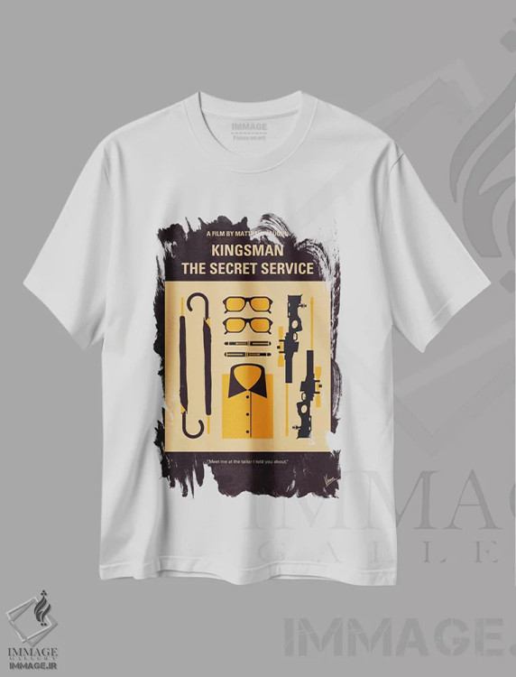 تیشرت سفید طرح دار پوستر مینیمال فیلم کینگزمن، هنر دیجیتال اثر چانکونگ | فروشگاه ایماژ